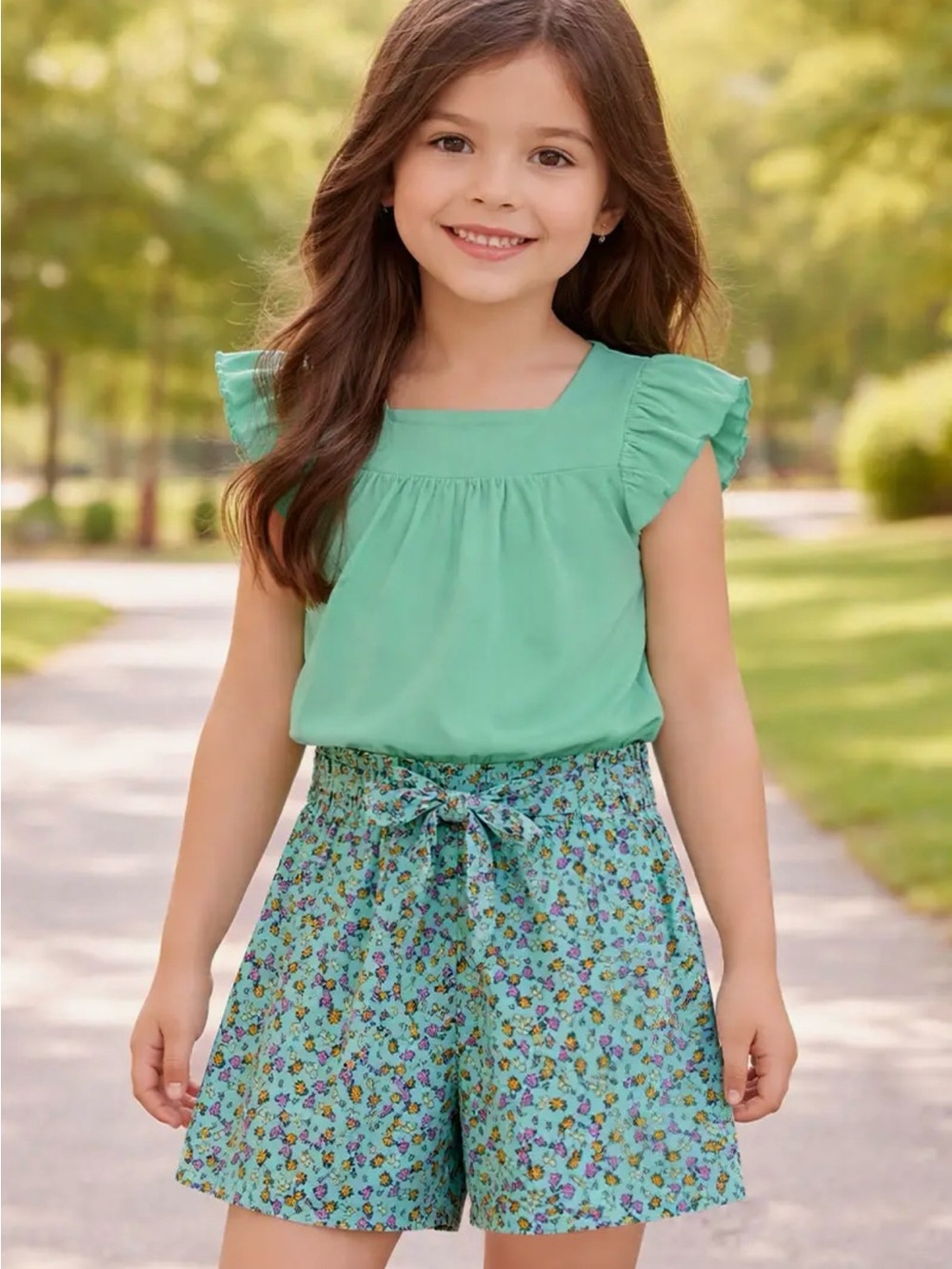 Cutie Patootie Girls 2pc Floral Short Set W/ Ribbed Top